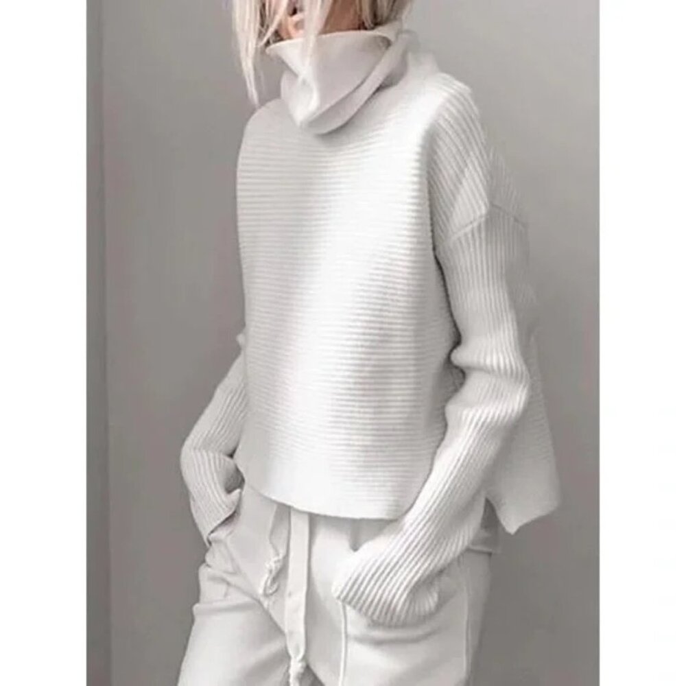 New ZARA Horizontal Ribbed Knit Sweater